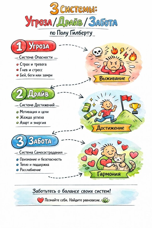 Эмоциональная регуляция: три ключевые системы нашего психического состояния